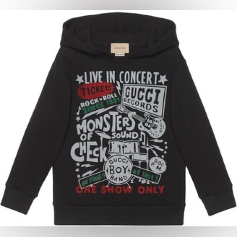 GUCCI Records Boy Band Black Graphic 'Live in Concert' Kids Hoodie Sweatshirt 8